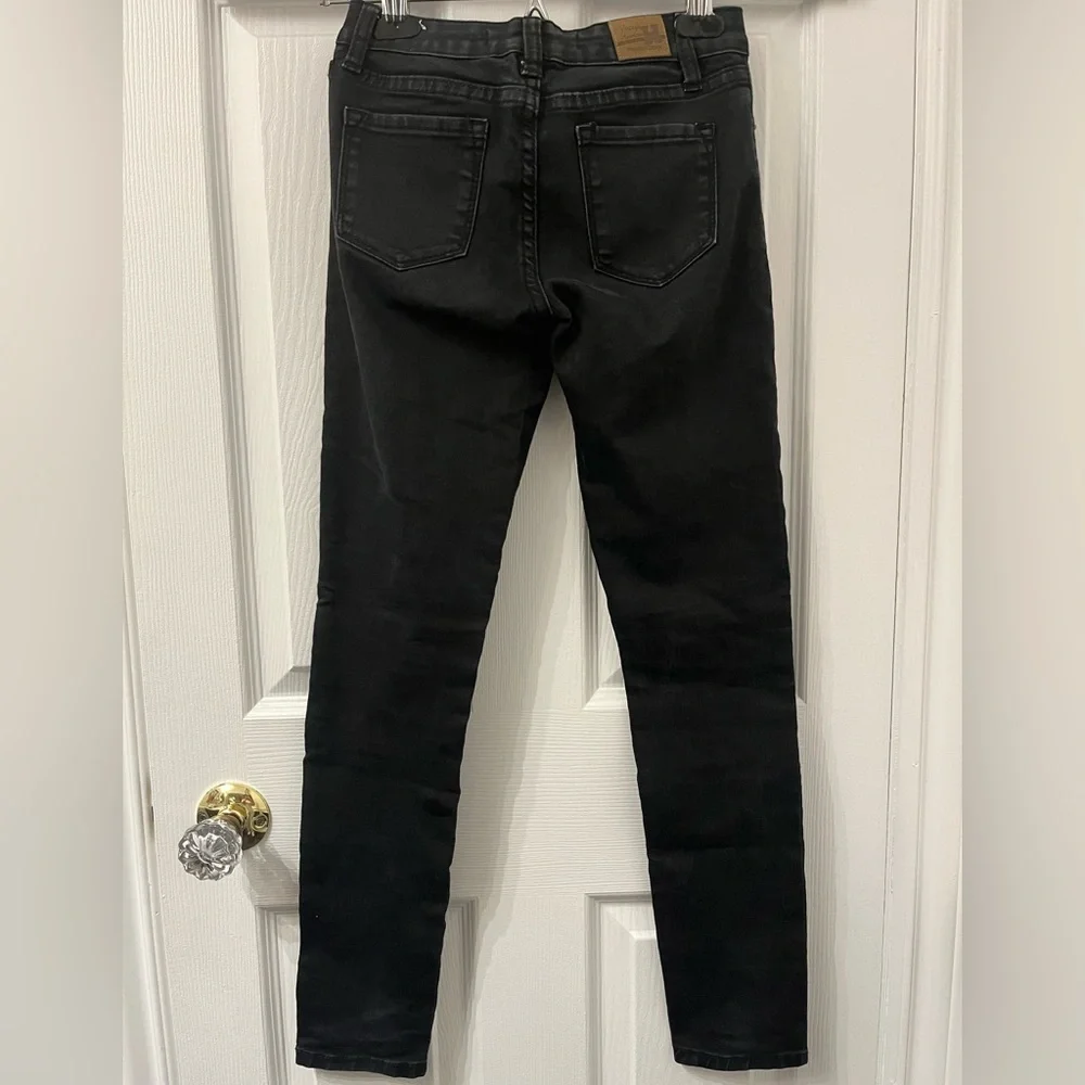 Black Vintage Havana Jeans with Leather Knee Patches - Picture 4 of 5